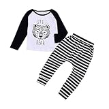 (プタス)Putars ベビー服 子供服 上下セット Tシャツ 男の子 長袖 クマ柄 LITTLE BEAR ストライプ柄 可愛い 秋 冬 運動服 旅行 記念日 プレゼント 6ヶ月-3歳