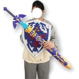 Monenjoy 西洋剣 勇者の剣 ハイリアの盾（45cm マスターソード（80cm） 鞘 キッズ kids 子供の日 レプリカ おもちゃ リンク 誕生日プレゼント 子供用 おもちゃ ​PVC ​PU製造 の勇者の剣とハイリアの盾 [並行輸入品]