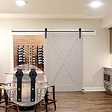 CCJH ドア用金具 平型 アンティーク スチール製 スライド型 物置の木製両開き式ドア用 カスタマイズ可 7FT for Single Door ブラック A07SFS01