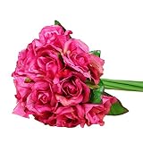 サクララ（Sakulala) 造花 ローズ ツバキ 椿 フラワー　装飾 人工植物 プラスチック 花束 結婚式 パーティー デコレーション 12本