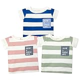 (グリーン/90cm)ベビー服 男の子 Tシャツ 半袖 切りっぱなし 胸ポケット 裾スリット ワッペン ボーダー 男児 ベビー