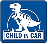 imoninn CHILD in car ステッカー　【マグネットタイプ】　No.71　ティラノサウルスさん　（青色）