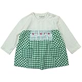 【H28年春物】(日本製) Pample Mousse(パンプルムース) 綿麻ギンガム刺繍フリル付きトレーナー 90cm/GR NO.DP-61217