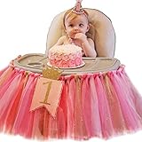 OLizee® Romantic 27.6x13.8 Baby's 1st Birthday Party High Chair Tutu Skirt Party Supply Centerpiece 