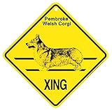 Pembroke Welsh Corgi XING サインボード：ペンブロークウェルシュコーギー 横断 注意 英語 看板 Made in U.S.A [並行輸入品]