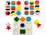 木のぬくもり 優しい パズル ３点セット 考える力 トレーニング カラフル おもちゃ 知育玩具 積み木 幼児 子供 教育 教材 形合わせ