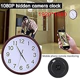 Hanbaili カメラのWifiモニタ壁掛けHD 1080P WIFI壁時計カメラサポートIOS / Android / PCのリモート監視ホームセキュリティと監視のためのリアルタイムのビデオとモー