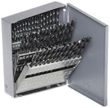 Chicago Latrobe 150 Series High-Speed Steel Jobber Length Drill Bit Set with Metal Case, Black Oxide