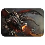 vroselvカスタムドアmatmedieval Decorコレクションファンタジーシーンfearlesknight Fighting with Dragon Danger Fire Breathin