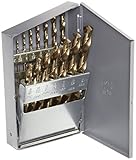 Chicago Latrobe 550 Series Cobalt Steel Jobber Length Drill Bit Set with Metal Case, Gold Oxide Fini