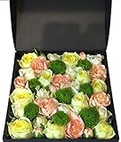 『フラワーアレンジメント　BOXフラワー（S）』　生花　黒箱　結婚　誕生日　記念日　プレゼント　ギフト　お祝い　 (オレンジ)