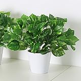 Yiliyajiaグリーンディル造花（鉢つきセット） 緑大根 人工観葉植物　葉っぱ　アーティフィシャルグリーン　室内飾りディスプレートインテリア（グリーンディル）