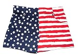 レッドホワイトとブルーストレッチニットShorts with Stars and Stripes on Front &デニムPrint on Back