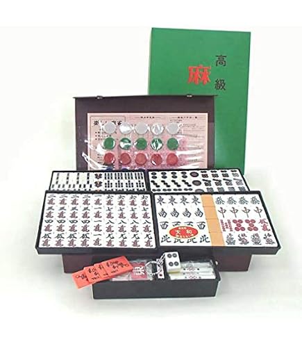 天和　落ちない牌　麻雀牌　最高級　キャメル　昭和レトロ　森工業 Amazon | 手打ち国産麻雀牌 くずれにくいアール牌 天和 青（白点棒付