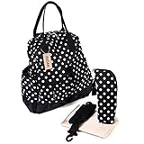 (ルダン)RUDAN マザーズバッグ 大容量 ショルダー リュック トート 3way ママバッグ (ドット柄（大）：ブラック)