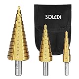 SOLEDI ステップドリル タケノコ チタンコーティング加工 ステンレス用 HSS鋼 切れ味よく 丸軸 4mm-32mm 3本セット