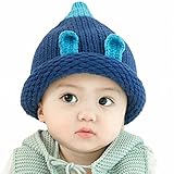 2017秋 うさ耳 ベビー 赤ちゃん 可愛い ニット帽子 男女兼用 幼児 秋冬 防寒 あったか　撮影用 編みニット ウサギ (ブルー)