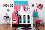 One Grace Place Magical Michayla Crib Bed Skirt Black Pink and Turquoise [並行輸入品]