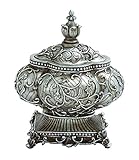 Woodland Imports Attractive Silver Polystone Urn with Intricate Detailing [並行輸入品]