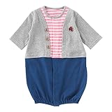 (チャックル) chuckle *ボンシュシュ*重ね着風ボーダー新生児ツーウェイオール【16SS】 グレー 50-60cm P5010-00-00