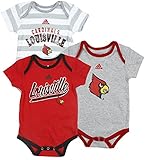 University of Louisville Cardinals NCAAユニセックスBaby Infant Lilファン3ピースボディスーツセット、レッド – グレー – ホワイトグレーストライ