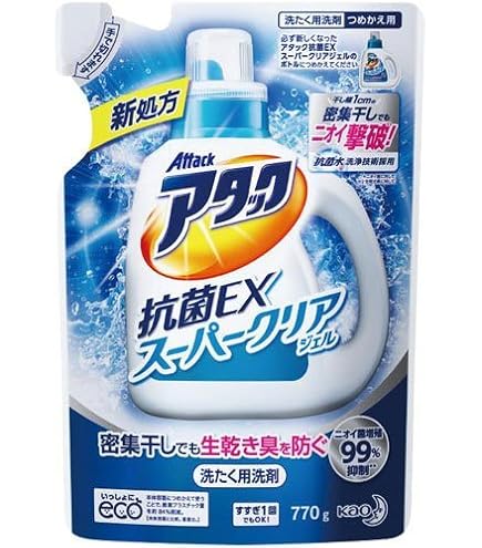 Amazon.co.jp: アタック 抗菌EXスーパークリアジェル 洗濯洗剤 液体
