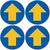 「円形・黄色矢印」 床や路面に直接貼れる 路面表示ステッカー 各100X100mm ４枚組