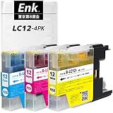 【Enk】製 LC12-4PK 対応 ブラザー用 互換インク 互換インクカートリッジ 残量表示あり 最新ICチップ搭載 国内梱包検品済み QRコード読み取り型説明書導入 LC12 (C/M/Y)【シアン・マゼンタ・イエロー/計3本】