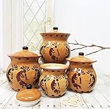 Western Kokopelli, Hand Painted Ceramic, 4pc Canister Set, 83203 By ACK by ACK