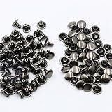 KUKU工房 両面カシメ レザークラフト材料 100組セット (頭8mmｘ足6mm, ブラック)