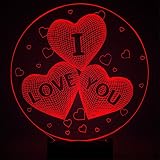 3d I Love Youハート光学式LED Illusionランプ、YKL世界7色変更タッチスイッチアート彫刻ライトデスクテーブルNight Light Awesomeギフト