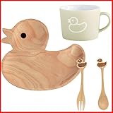 プチママン アヒル ダック お食事セット ウッドトレイ スプーン＆フォーク マグカップ ３点セット お子様へのプレゼントにピッタリ！子供 キッズ 赤ちゃん ベビー プレゼント ギフト ウッドプレート 