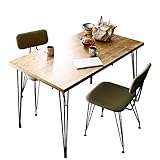 LOWYA （ロウヤ） 無垢材使用 ダイニングセット ダイニングテーブル 天然木 スチール脚 2人掛け 幅120cm おしゃれ ライトブラウン/オリーブ 新生活