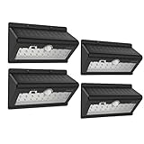 dodocool 26 LED ソーラーライト 520ルーメン壁灯 バッテリーフリー 防水 人感センサーと光センサー 自動点灯消灯 屋外照明/軒先/壁掛け/庭先などのライト ブラック (4-PACK)