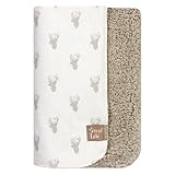TN 1 Pieceベビー男の子ホワイトブラウン鹿デラックスフランネルCrib Blanket、新生児グレーStag Faux Nursery寝具、Forest Nature Woods Wildli