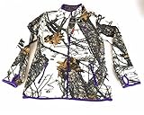Mossy Oak Womens Fleece Jacket Mountain Snow Purple Trim Full Zip Thumbholes Mock Neck (Small 4-6) [