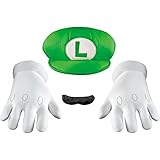 Disguise スーパーマリオ ルイージー 大人用 帽子＆手袋＆ひげ 3点セット Super Mario Bros. - Luigi Hat And Mustache Kit [並行輸入品]
