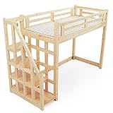 ロフトベッド 木製 天然木 階段 左右対応 宮棚 北欧パイン すのこ シングル シングル ナチュラル