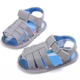 ベビーサンダル　ベビー靴　男の子　女の子　赤ちゃん　新生児　キャンバス　夏　歩行練習　ソフト　 耐磨 0-1歳 (M, グレー)