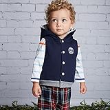 【dave&bella(デイブ・ベラ)】【秋冬/アウター/ベスト】フード付きベスト　ビロード織　ノースリーブ　シングルブレスト　ボーダー　　　70cm/80cm/90cm/100cm/110cm/12