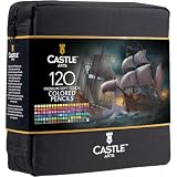 Castle Art Supplies 120色鉛筆ジップアップセットは、すべてのアーティストに最適です。 滑らかでカラーコアと色鉛筆。ブレンドと重ね着が便利で丈夫なトラベルケースです。