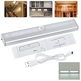 LEDクローゼットライトポータブルスティック10 LED IRセンサーモーションセンシングクローゼットキャビネットLEDナイトライト/階段ライト/ステップライトバーUSB Rechargble (ホワ