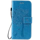 OMATENTI Samsung Galaxy S6 ケース, 100％手作り 高級PUレザー ケース 手帳型 保護ケース カード収納ホルダー付き 横置きスタンド機能付き マグネット式 Samsung