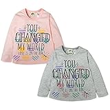 (ピンク/80cm)ベビー服 女の子 Tシャツ Whole ホール 長袖 フロントロゴプリント ハート柄 Aライン 女児 ベビー