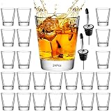 ショットグラス24個- 50 ml ショット グラス クリアグラス、ミニグラス、ヘビーベース ウイスキー、テキーラ、ウォッカ、リキュール、エスプレッソ