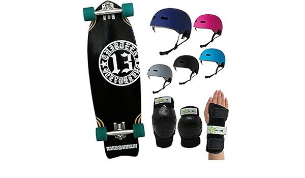 Amazon 13surf サーティーサーフ スケボー Gosk8 ヘルメット プロテクター セット スケートボード 31インチ サーフスケート キッズ ブラック レッド Xs Thirteen Surfboards スケートボード