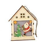 Kicode Xmas Colorful Christmas LED Light Luminous Wooden House Tree Hanging Ornament Pendant Baubles