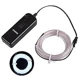 Onite? 16.4ft White Neon Glowing Strobing Electroluminescent EL Wire Light with Battery Pack Control