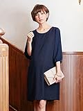 Angeliebe エンジェリーベ マタニティ 授乳口 付 シアー チェック スリーブ ワンピース 妊婦服 産前 産後 お宮参り フォーマル M ～ L ネイビー