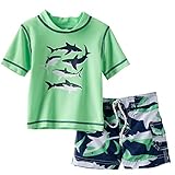 カーターズ（Carter's) 男の子用ミントグリーン迫力満点シャーク半袖ラッシュガード水着上下2点セット (3t(93-98cm)) [並行輸入品]